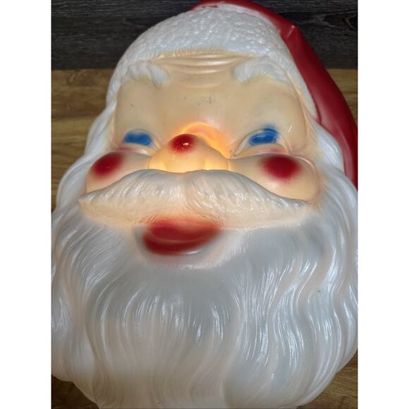 Vintage EMPIRE BLOW MOLD SANTA CLAUS FACE CHRISTMAS light up door hang 17" - Picture 10 of 12